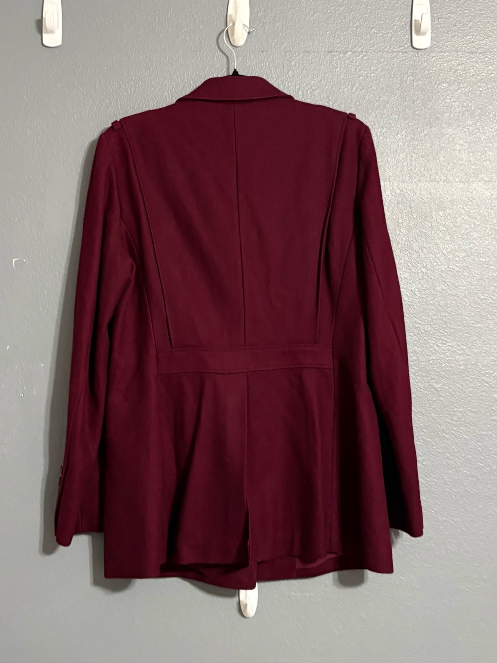 Fossil Women’s Burgundy Military Utility Blazer Jacket Size L Eagle Buttons - Picture 4 of 6